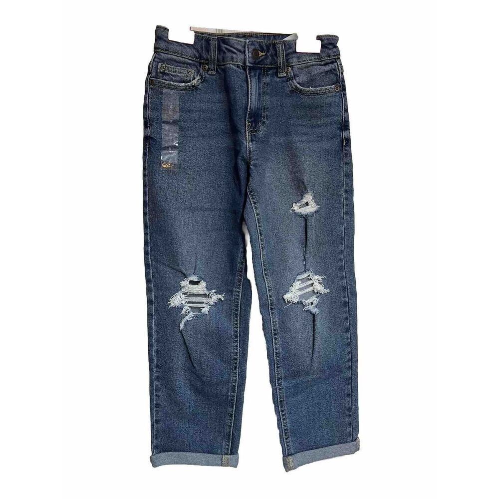 MAURICES Jeans Girls SZ 8 Evsies‎ Blue Wash Mid-Rise  Boyfriend 5-Pocket Denim